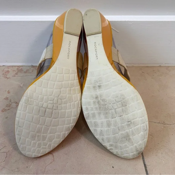 Rockport women’s size 11 Wedge Sandals with Orange Floral Accent Cruise Resort - Picture 4 of 10